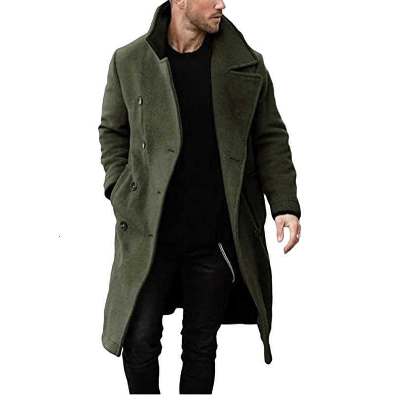 Men Winter Trench Autumn Coat Turn Down Collar Double-breasted Male Overcoat Mid LengTH Outdoor Casual Man WindbreAKer D260902