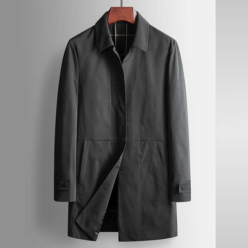 Single Breasted Coats Cardigan Trench Turn Down Collar Men Jacket Long Sleeve Button Solid High Street Pockets Regular spring D260902