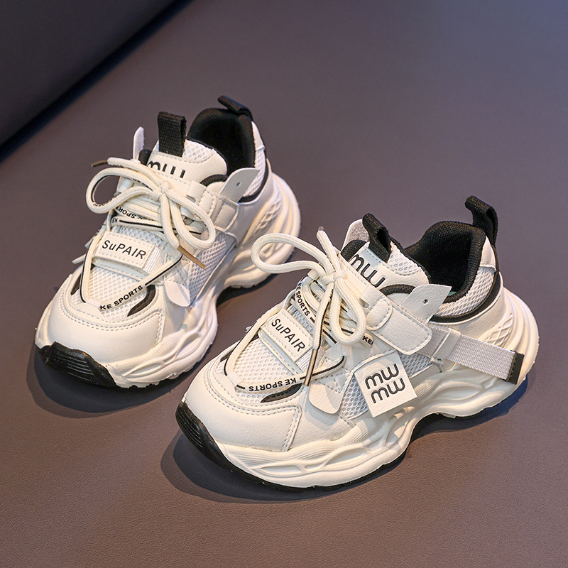 free shipping 2026 new design fashionable children's sports shoes with breathable mesh and versatile casual running shoes for boys and girls si