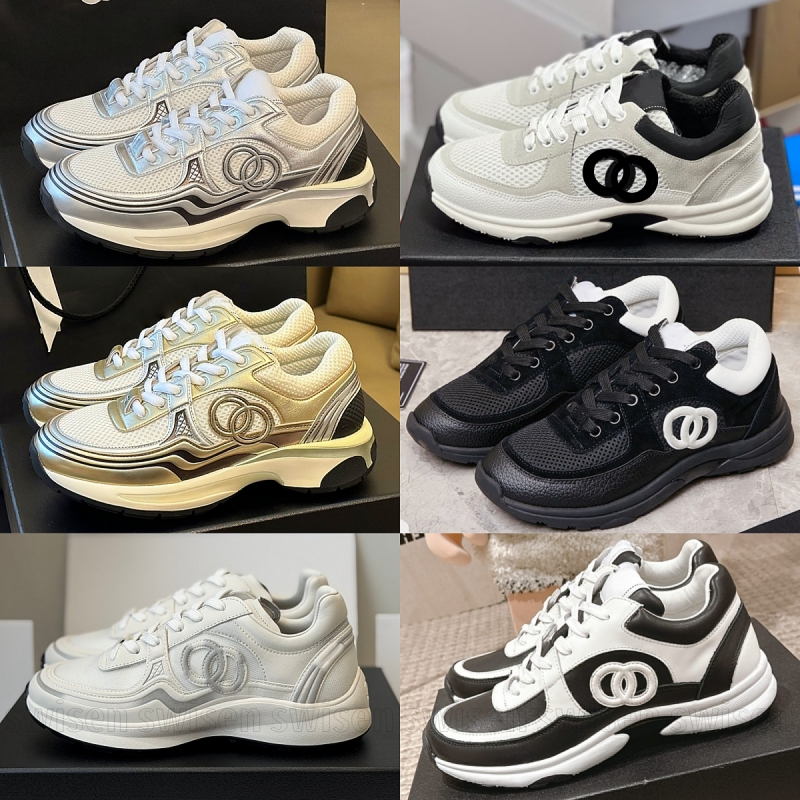 Designer shoes Thick soled Sneakers for men women Silver Golden Black white panda Trainers Silver casual shoes lady fashion sneaker luxury famous cl