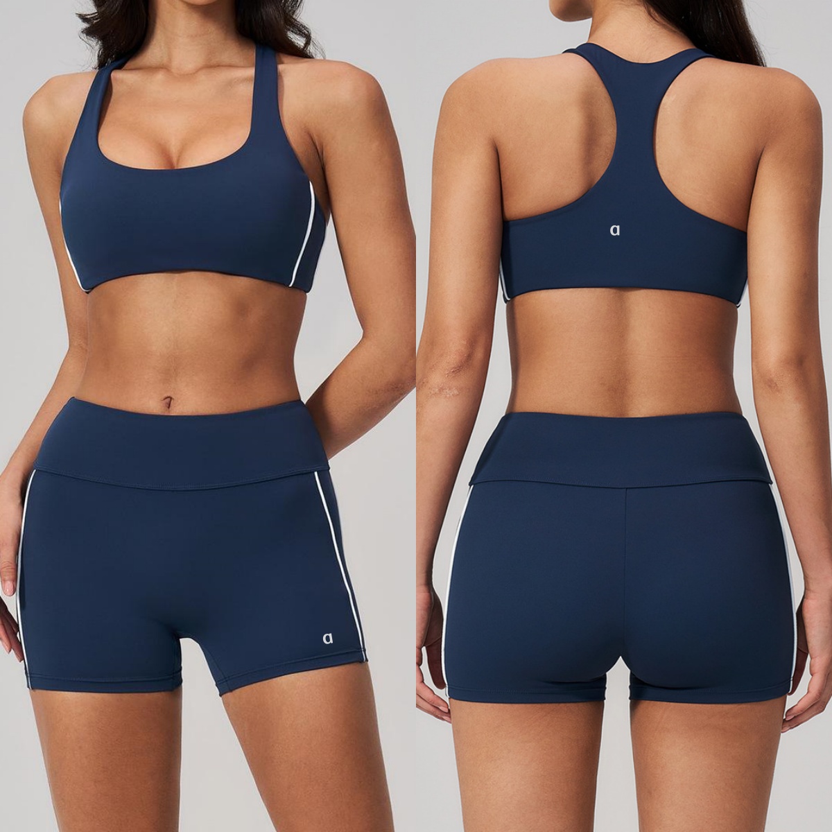 A2230 Women's Shock Absorbent Yoga Bra Women's Slim Peach Yoga Shorts with Hip-Lift Breathable Fitness Top Breathable Workout Sets for Wom