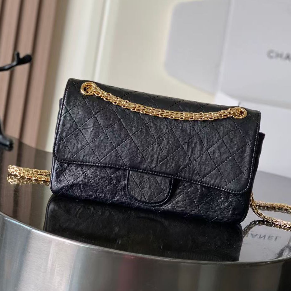 Quilted Leather Flap Bag Double Compartment Gold Chain Shoulder Crossbody Purse Vintage Structured Handbag for Daily Evening Party