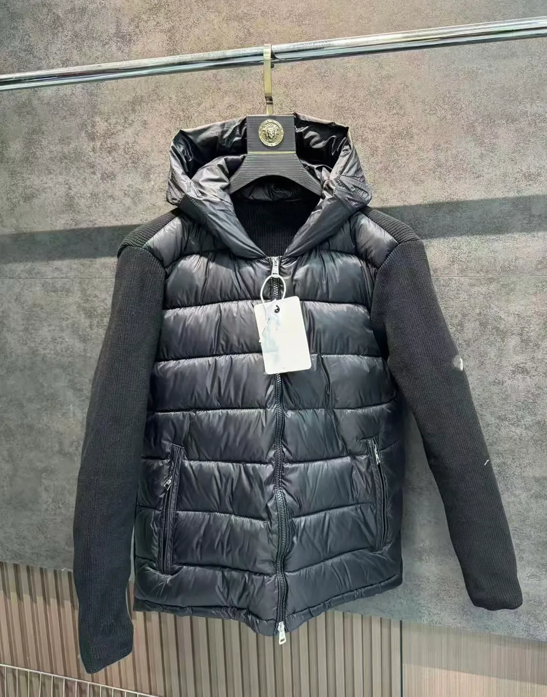 monclenessity mens puffer winter designer women mon clerness parkas stand collar knitted splicing sweater lightweight down jacket Fluffy Coat Sweate