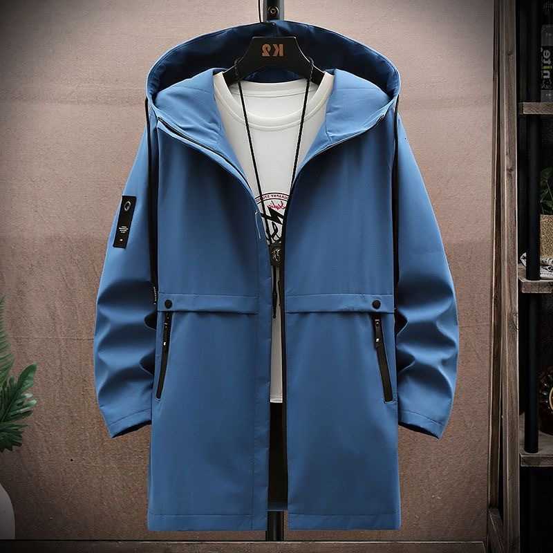 Autumn 2024 Spring New and Fashion Trend In The Long Hooded Trench Coat Men's Casual Relaxed Comfortable Waterproof Coat M-5XL D260902