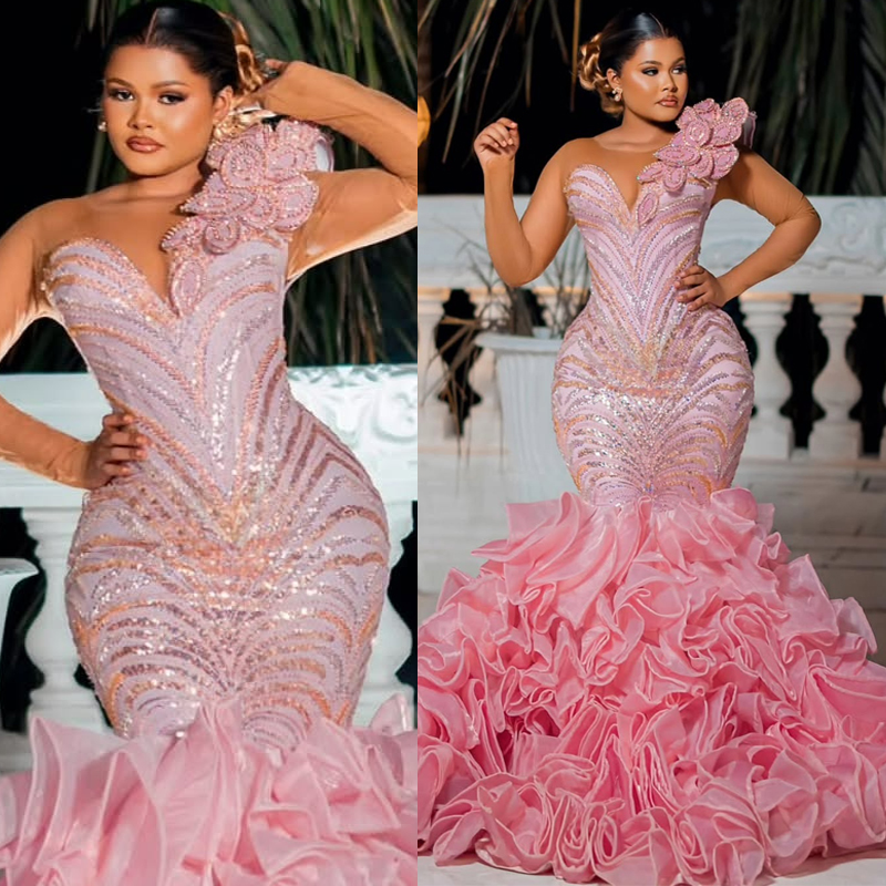 2026 Pink Prom Dress Mermaid Evening Dresses Formal