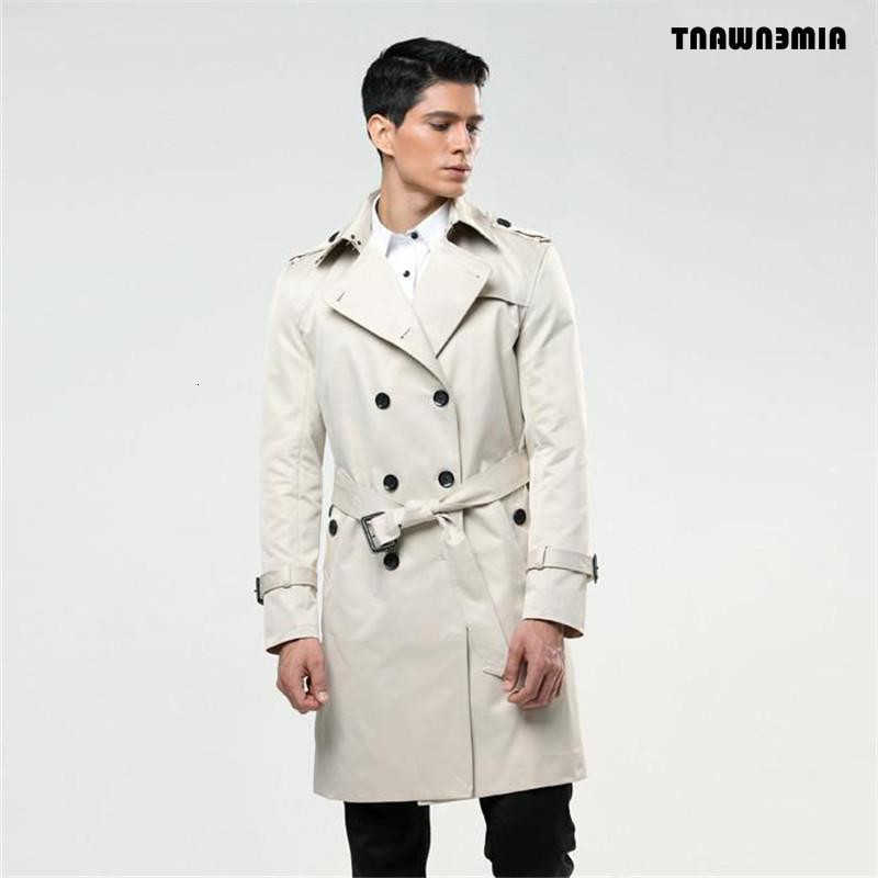 trench coat size custom-tailor Men's England double-breasted long pea coat trench slim fit classic trenchcoat as gifts D260902