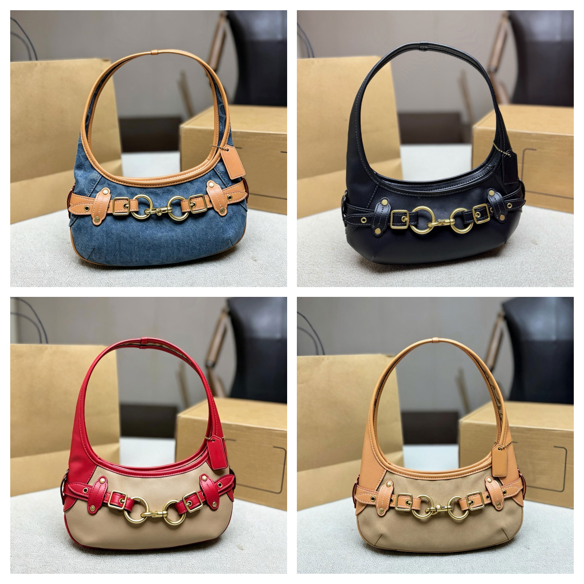 Designer Half Moon Saddle Bag High Quality With Belt Women Leather Underarm Crossbody suede BagTop Handle Handbag Autumn Winter Collection Denim Tot