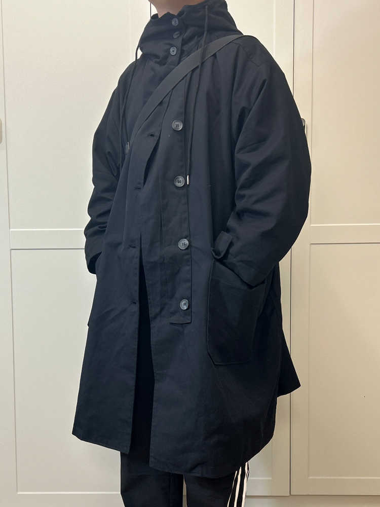 Cotton Clip Japanese Black Silhouette Coat Men's Winter Loose Long Over Knee Windbreaker Cotton Jacket D260902