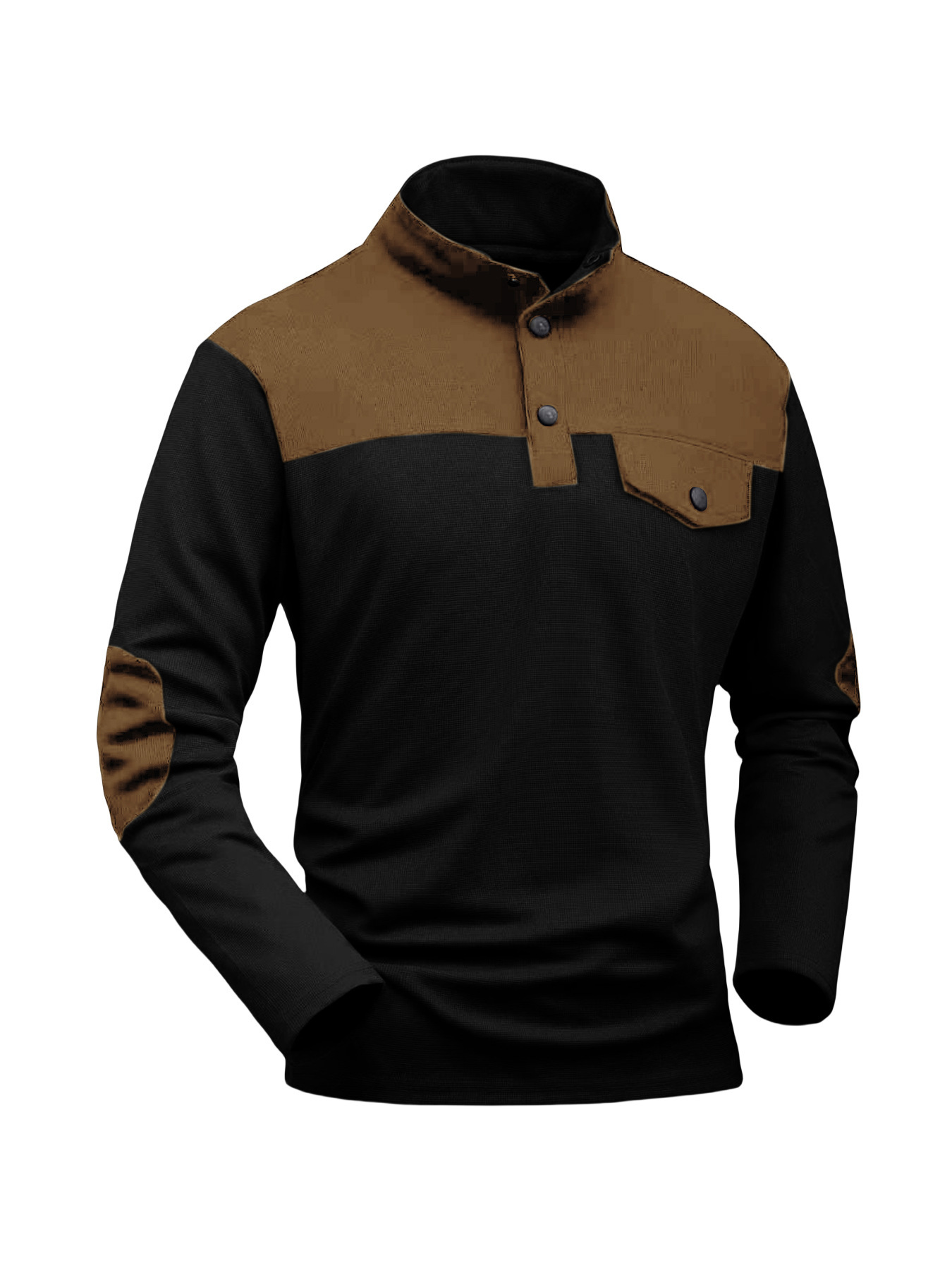Designer Oumao's new autumn sweatshirt waffle pattern men's casual long sleeve stand up collar polo shirt 56