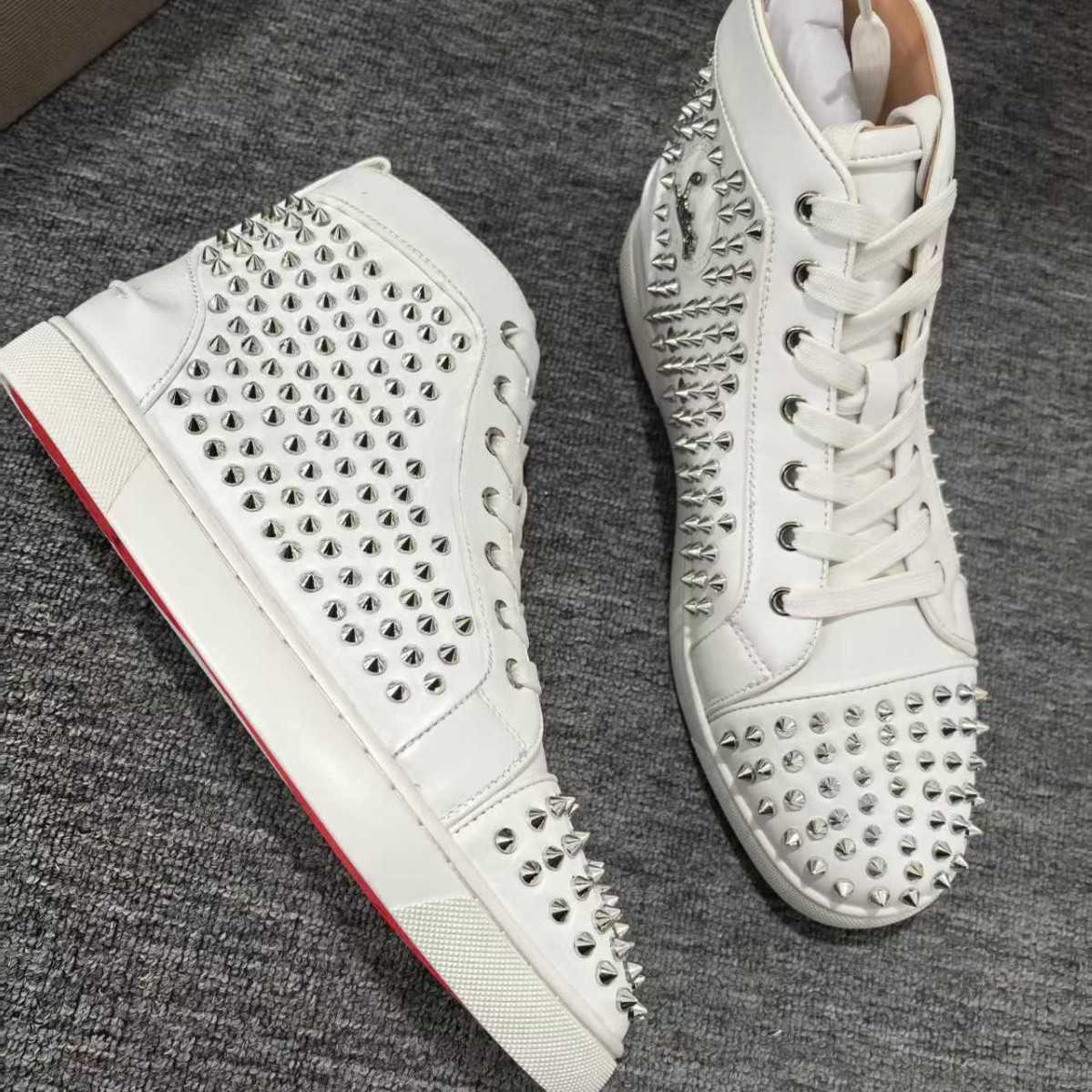 Casual high-top printed sneakers for men black with rivets wear-resistant men's casual shoes for spring season change