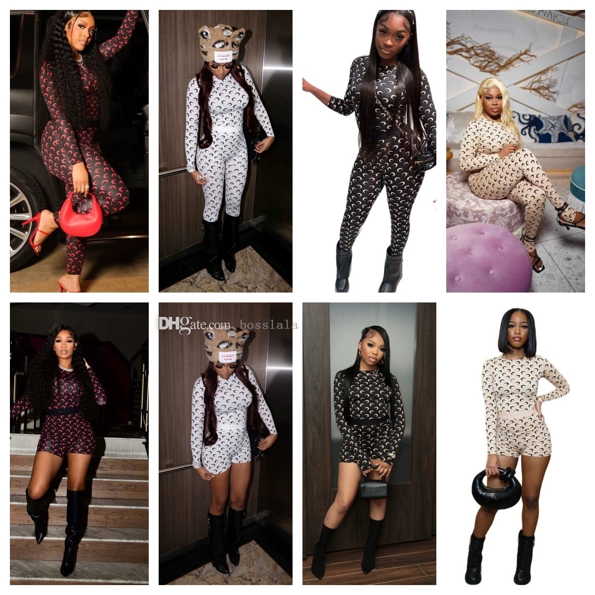 Designer Womens Long Sleeve Tracksuits Fashionable Trendy Print Stretch Slim Sexy Women's Top And Pants Two-Piece Set For Early Autumn