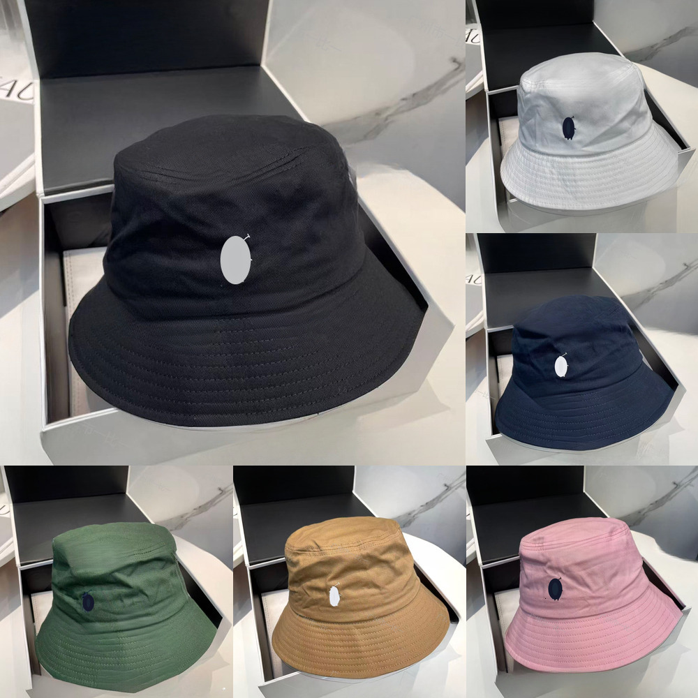 Designer Bucket Hat Solid Color Minimalist Embroidered Fisherman Cap Summer Beach Sun Hat Casual Headwear