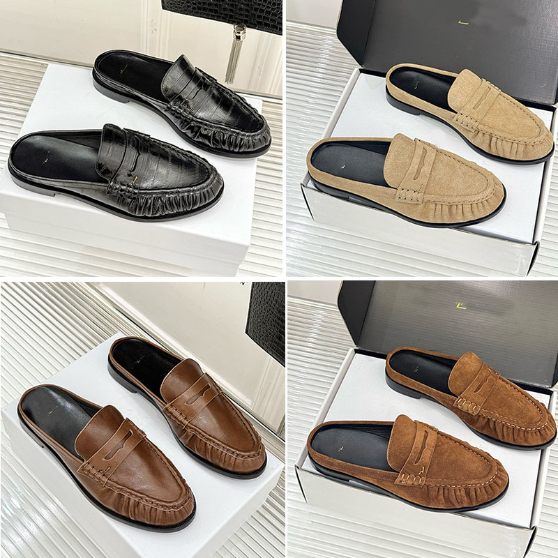 Designer Half Mules For Womens Mens Mirror Quality Cowhide LE LOAFER Golden Shoe Upper Accessories Classic Fashion Style Italian Genuine Leather Out