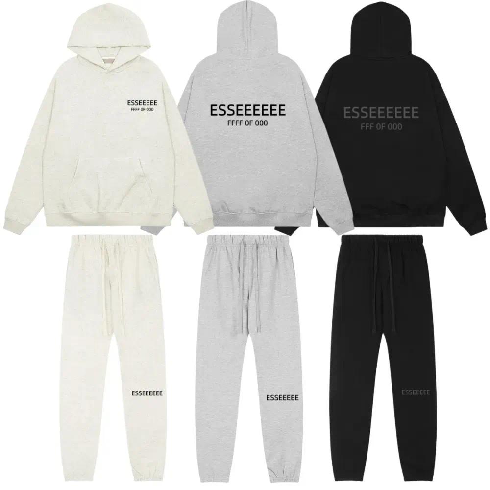 Essential High Street Loose Fit Men Hoodie Tracksuit Set Hooded Sweatshirt And Sweatpants Classic Sportswear Two Pieces Outfit Streetwear Casual Jog