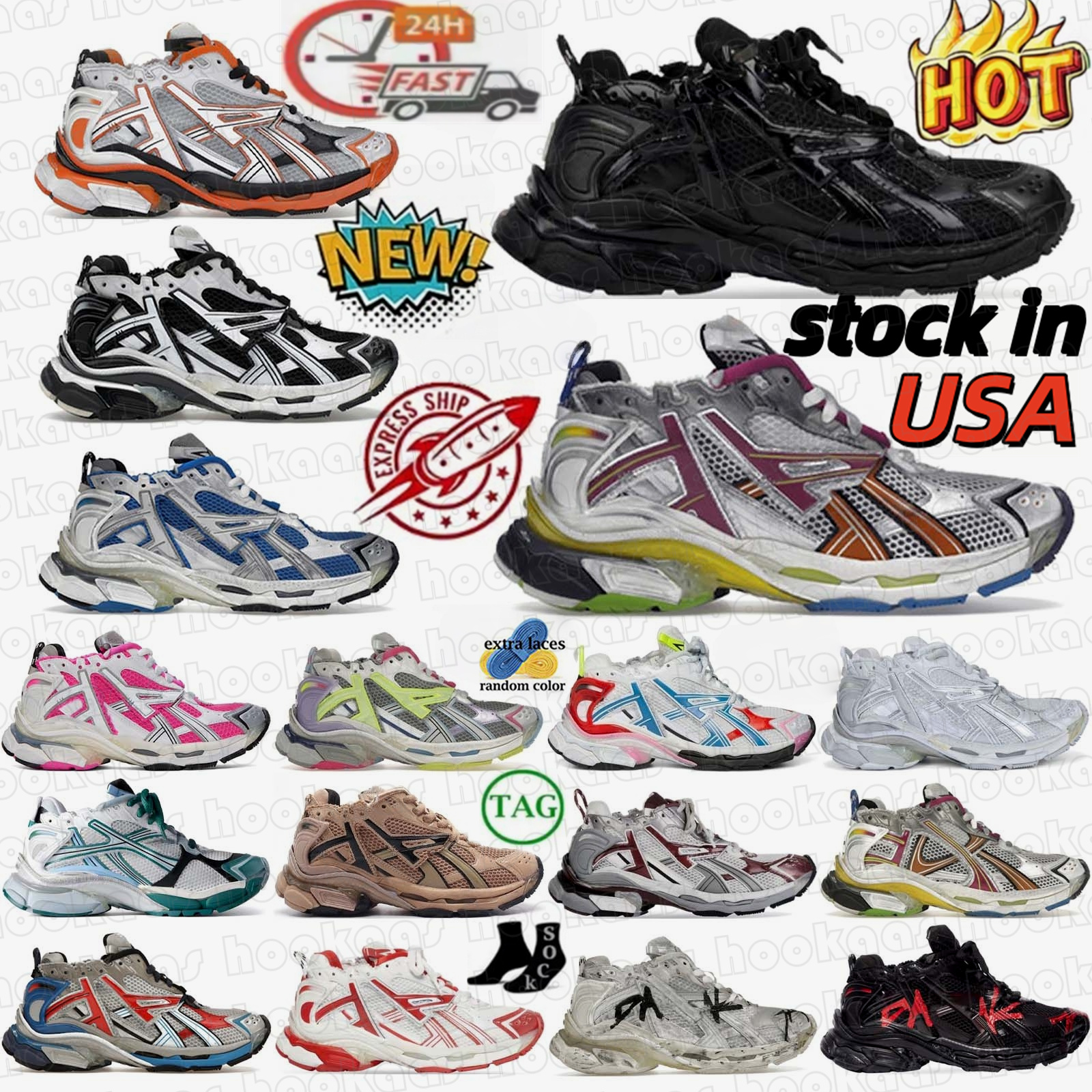 running shoes Designer Runner 7.0 7.5 Multicolor Black Blue Grey White Graffiti Pink Burgundy Orange Fluo Green Beige Fluorescent Yellow high qualit