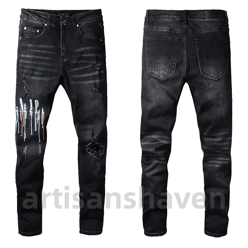 mens designer jeans skinny jeans men pencil pants hole cotton print hip hop black jeans streetwear white trousers fashion pants high quality slim