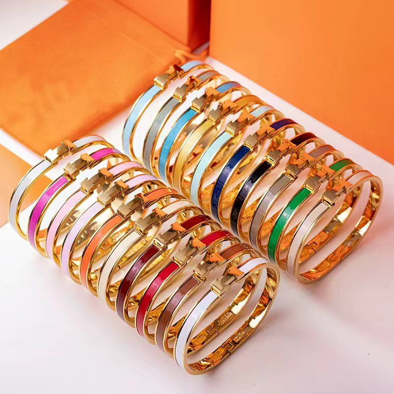 6mm de large en cuir H Bracelet marque classique en acier inoxydable bracelet de manchette concepteur à la mode unisexe couple bracelet pour femm