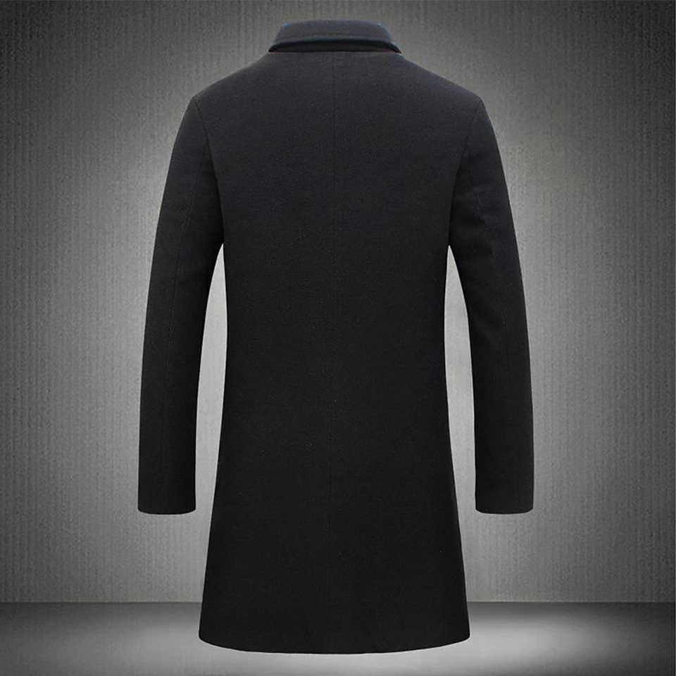 Slimming Fashion Long Black Trench Fit Autumn Winter Mens Single Breasted Solid Vintage Overcoats Tops D260902