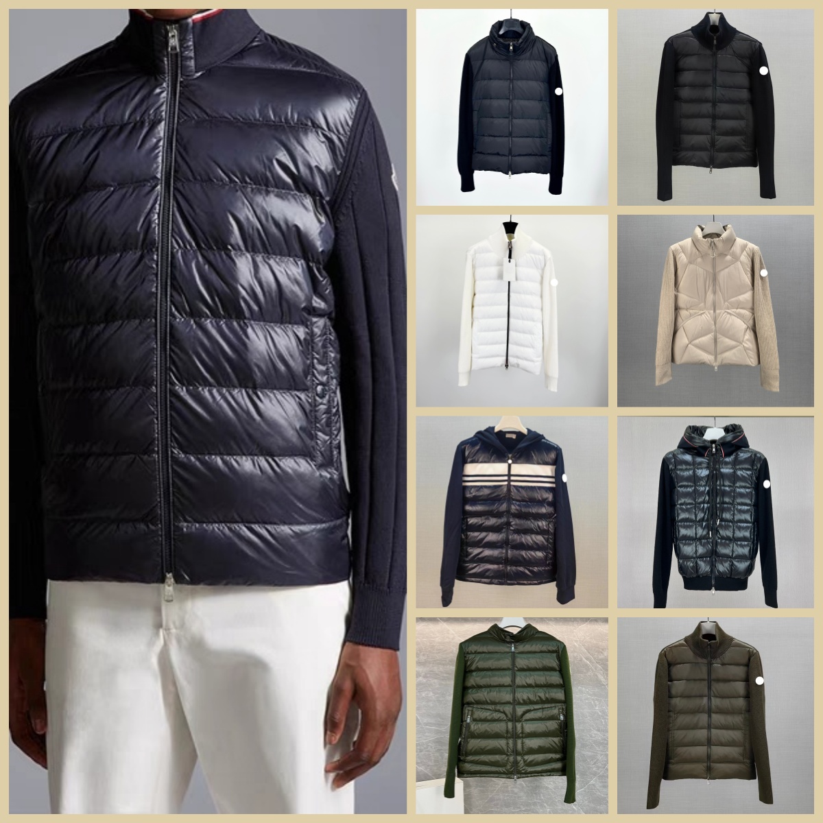 Men knit jacket winter Knit Sleeve Spliced Hooded Cotton Jacket Windproof Warm Short Outerwear lightweight down jacket Asian Size M-3XL