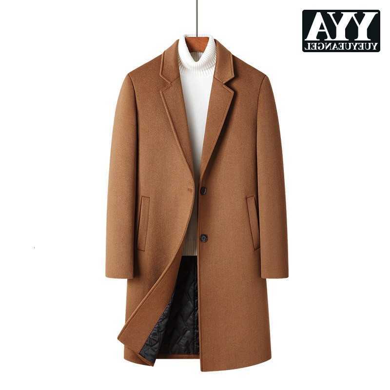 Men New Autumn Wool Winter Blend Overcoat Office Casual Slim Trench Coat Pockets Business Single Breasted Coat 5XL D260902