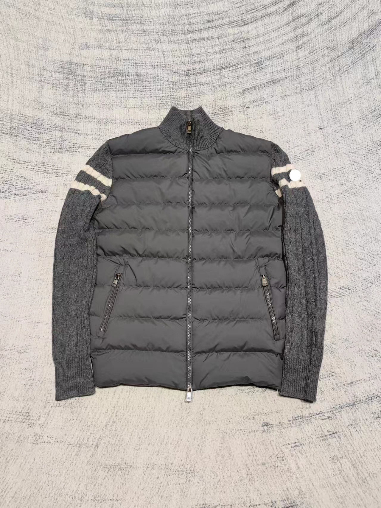 NEW Chest Letter Design arm NFC Down Jacket Men Women Stand Collar Knitted jacket Autumn Winter men knit jackets Fashion Casual mens coat asian s
