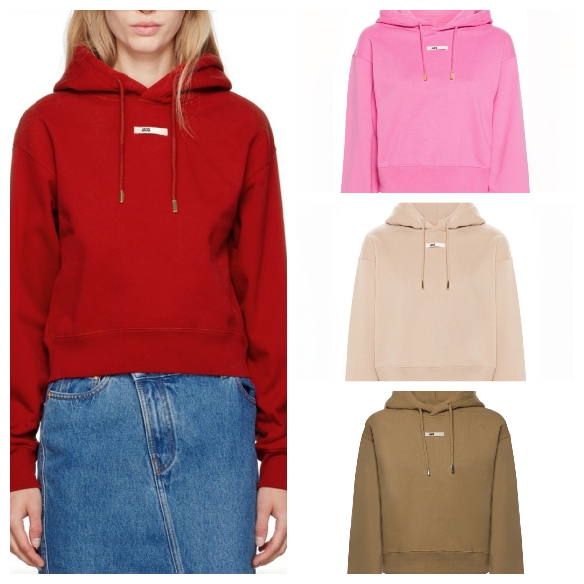 Women Cropped Cotton Hoodie Chest Patch Letter Logo Drawstring Loose Pullover Y2K Streetwear Casual Hooded Sweatshirt
