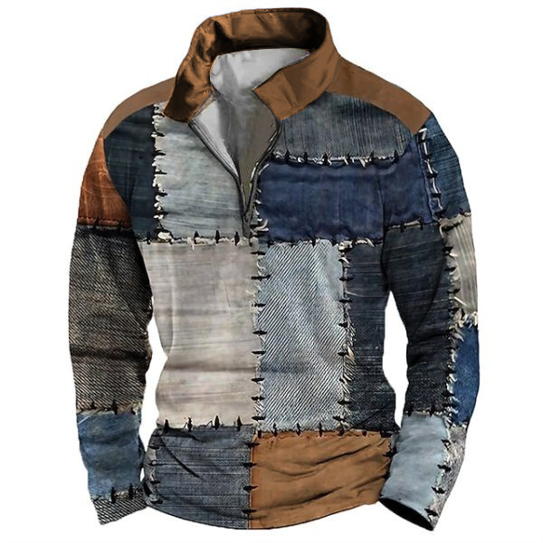 Designer New hot selling 3D zipper Polo shirt with digital print men's street sports fashion zip stand up collar sweatshirt ff