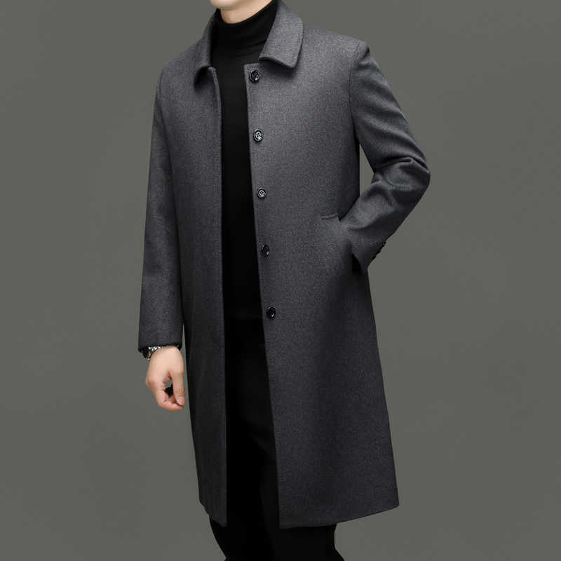 Cashmere Men's and Fashionable Coats for Autumn and Winter Mid-LengTH Lapel JaCKets Wool and Woolen Fabrics D260902