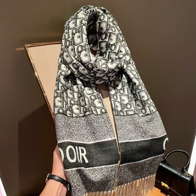 Luxury Scarfs designer scarf for Women men mens Soft Cashmere Feel Blend Scarf Wrap Reversible Jacquard Tassel Shawl Warm Winter Fashion Accessory H