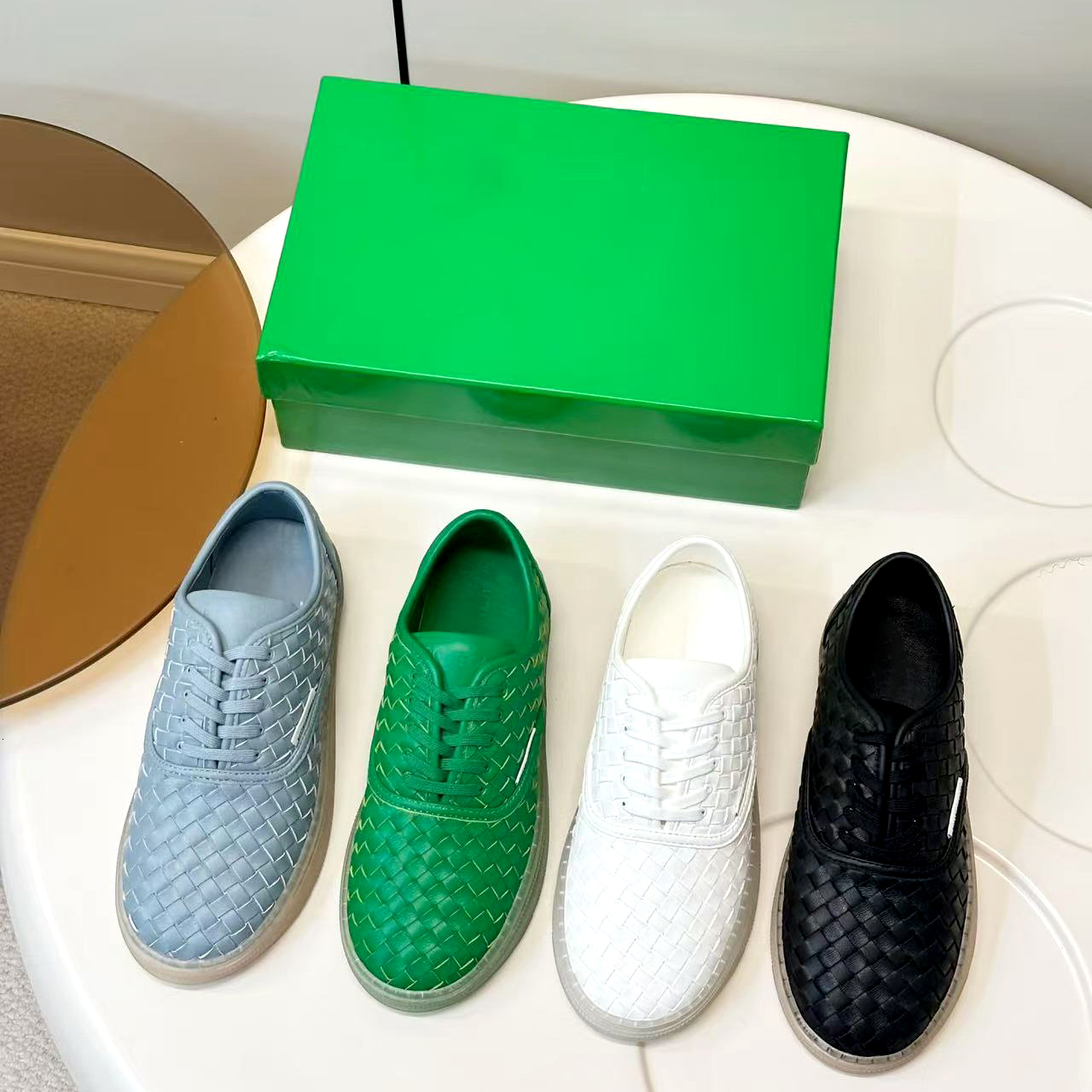 High quality tennis shoe loafers Leather 10a golf weave green Sneaker women casual Designer basketball run luxurys dress men Fashion Outdoor trainer