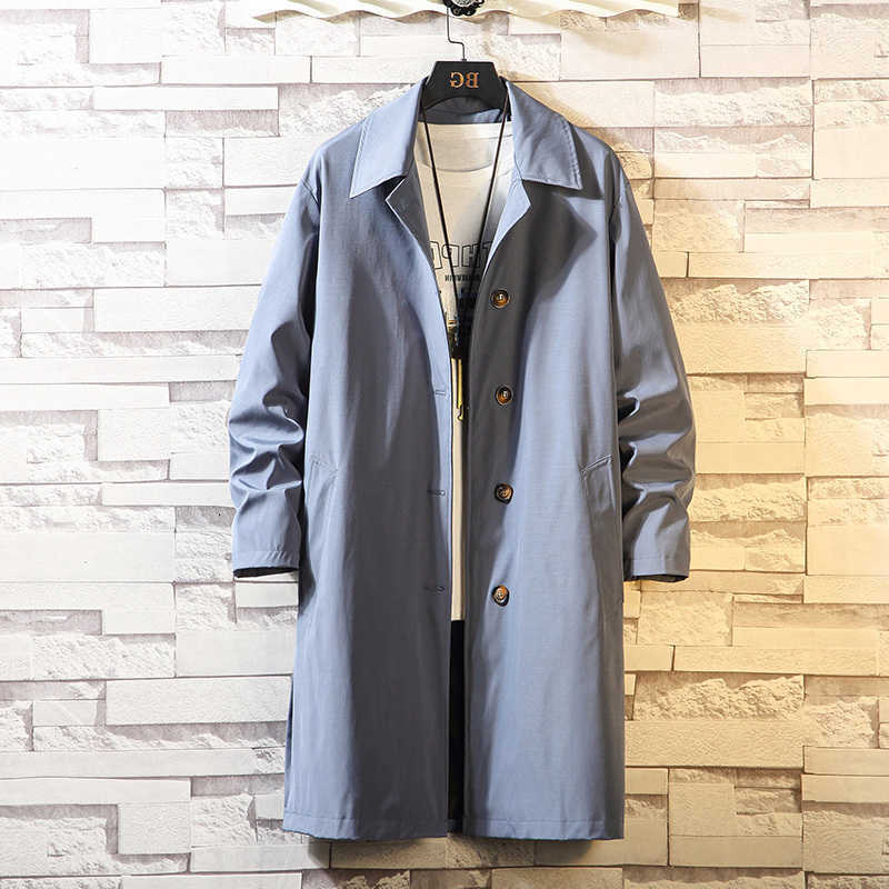 Spring Men Trench Design 2023 Solid Color Breasted Oversize Leisure Teen Long Coats Outwear Hombre Korean Style Windbreaker 5Xl D260902