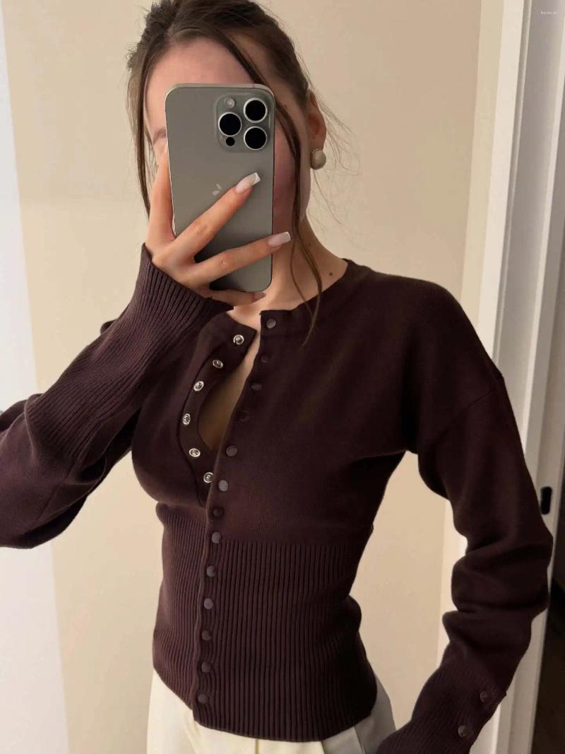 Women's Sweaters Casual Long Sleeve Knitted Cardigan Round Neck Open Front Sweater Soft Polyester Fiber Elastic Regular Fit Pure Color 64