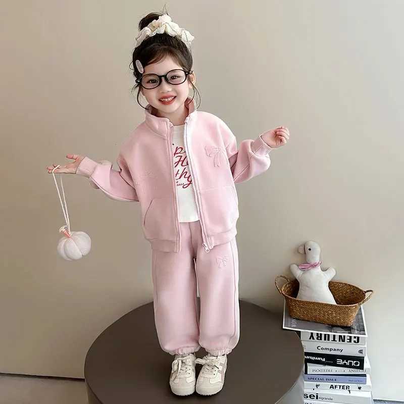 New Fashion Girls Autumn Spring Casual Sports Set Kids Stylish Stand Collar Zip Up Hoodie And Pants Outfit perfume Baby Sportswear Z cologne Free Sh