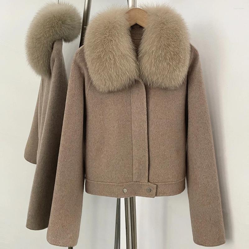 Women's Wool Elegant Winter Jacket With Fur Collar Detail High Quality Material Outerwear Comfortable Coat For Daily Wear a7