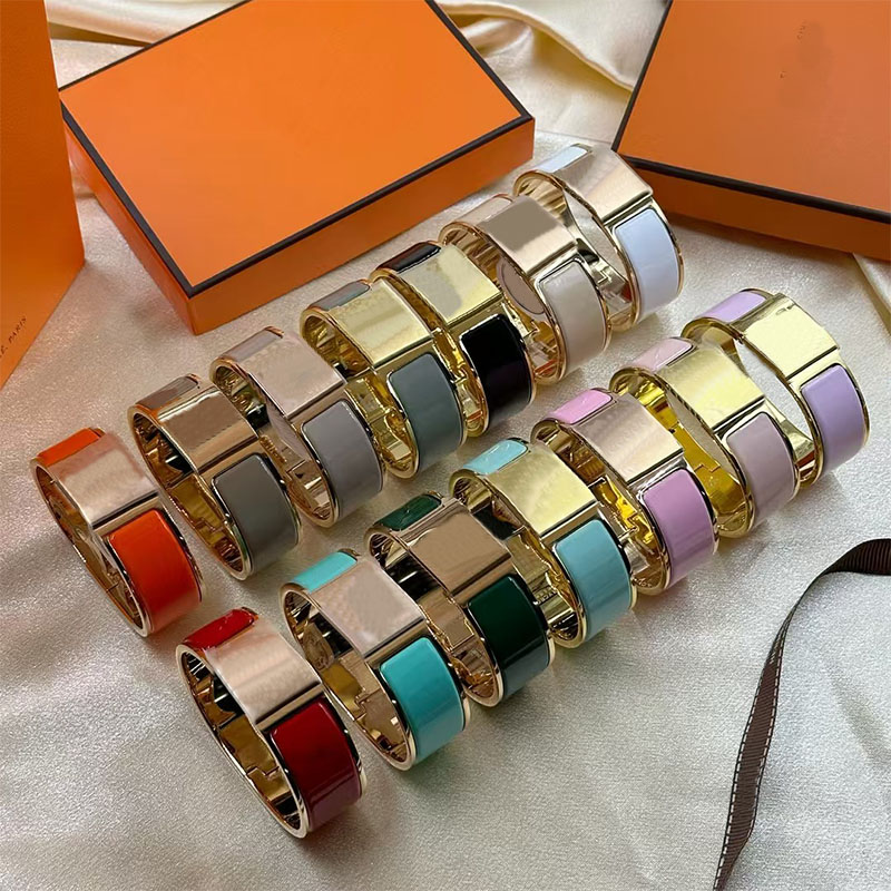 Brand 20 mm H Bracelet Classic Enamel 316 L Titanium Steel Cuff Bracelet Men's High Quality Stainless Steel Designer Jewelry