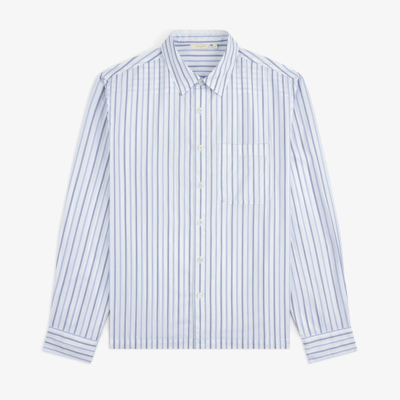 Men's Yarn Dyed Striped Cotton Poplin Casual Button Up Shirt with Chest Pocket Regular Fit 68