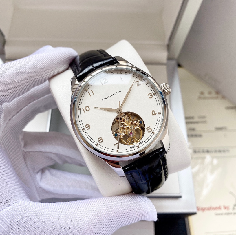 New IW Men's Fully Automatic Mechanical Watch with Mineral Reinforced Glass 316L Stainless Steel Case and Genuine Leather Strap, Simple, Casual