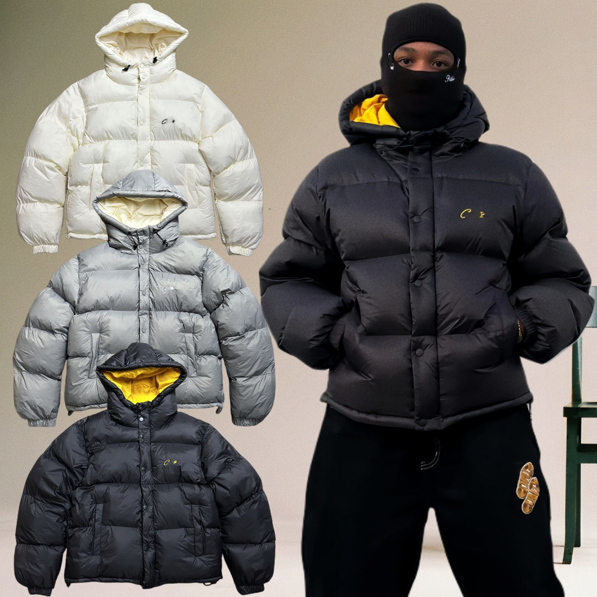 Designer Down Puffer Vintage Hip Hop Loose Winter Jacket Embroidery Letter Logo Thickened Warm Coat Men Streetwear