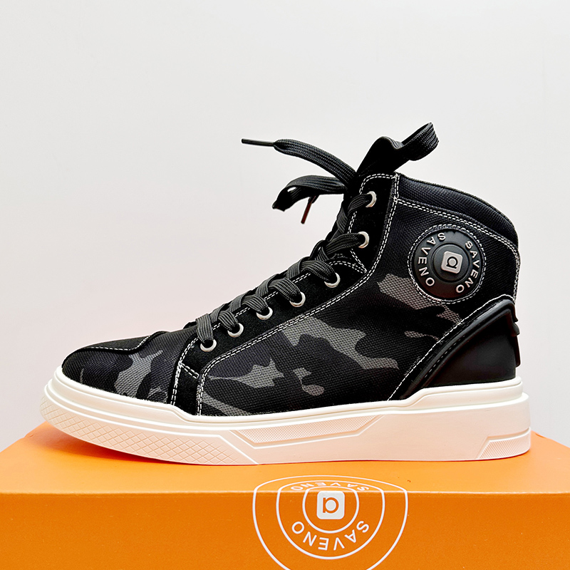 Chaussures de planche décontractées de style moto de rue pour hommes chaussures montantes en toile de camouflage avec fermeture éclair à l'intéri