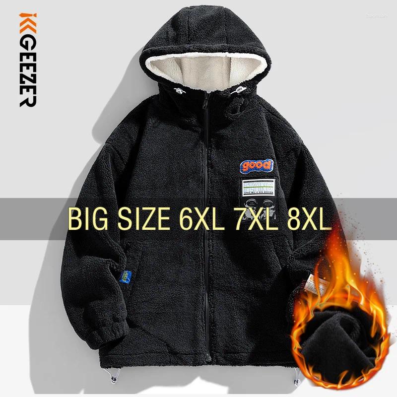 Men's Down Winter Jackets Men Coats Lamb Wool Thick Warm Hooded Plus Size 6XL 7XL 8XL Oversize 2026 High Street Cotton Autumn Outdoor Loose fa