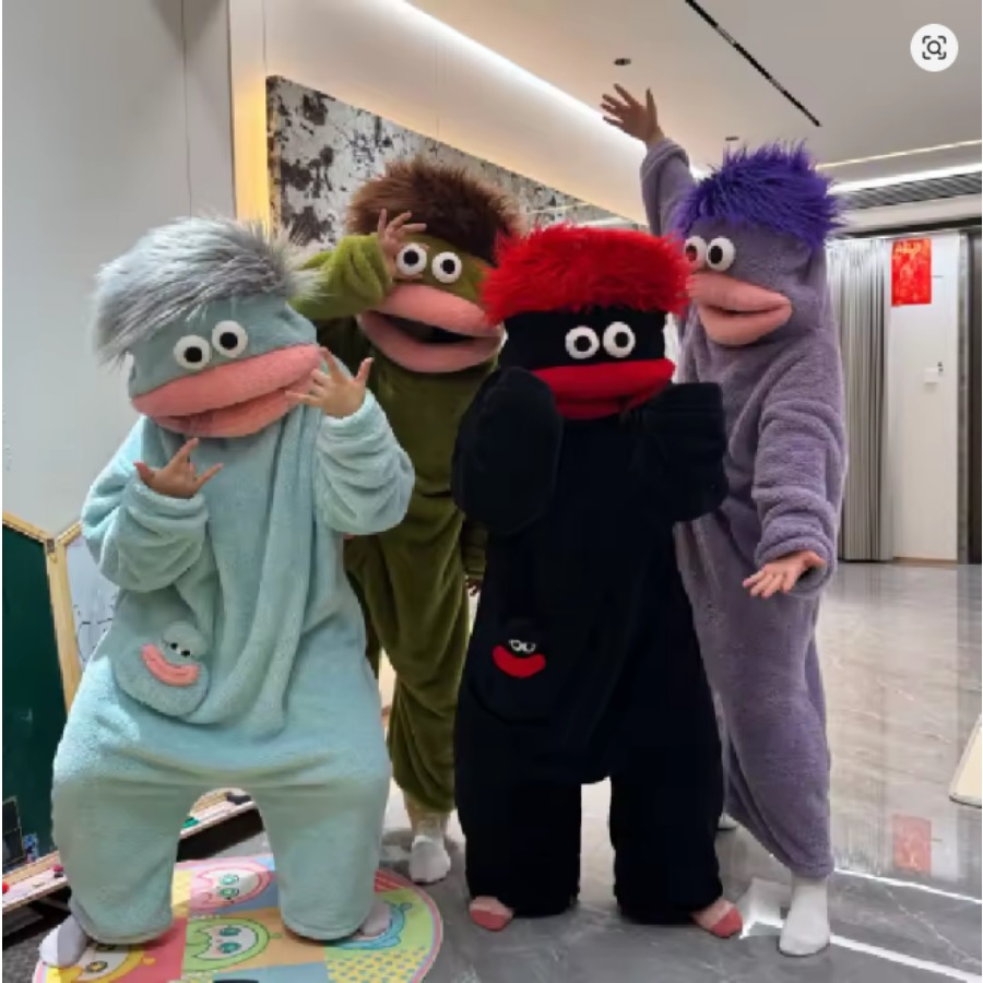 Adult Ugly Cute Big Mouth Monster Onesie Pajamas Warm Thick Coral Fleece Winter Homewear Funny Loungewear Green Light Blue Black Red