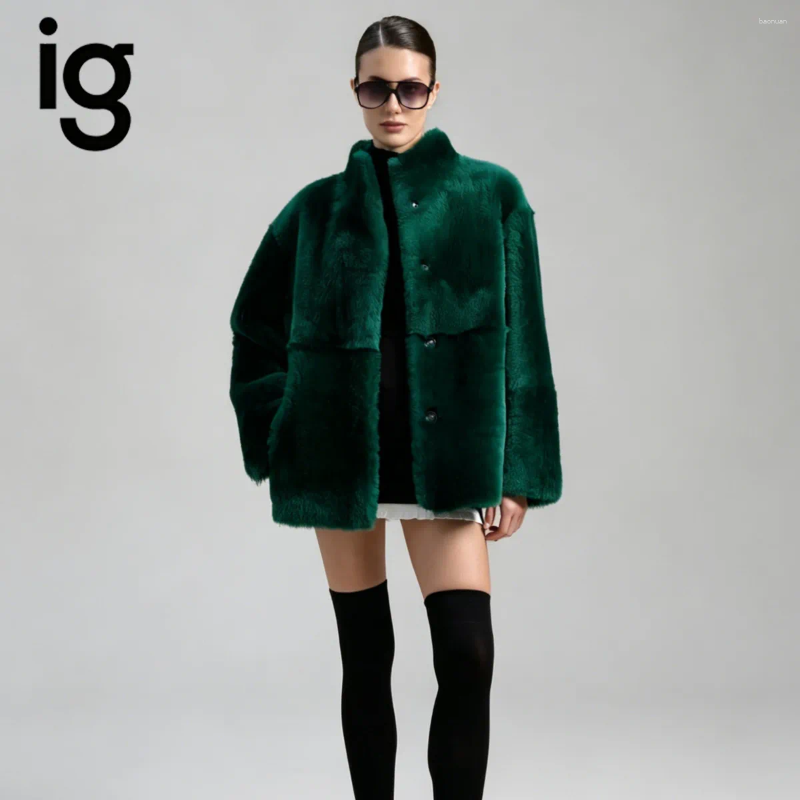 Women's Fur IG 2026 Lady's Winter Solid Color Single Piece Leather Coat: Comfortable And Warm High Quality For Outdoor Commuting ba
