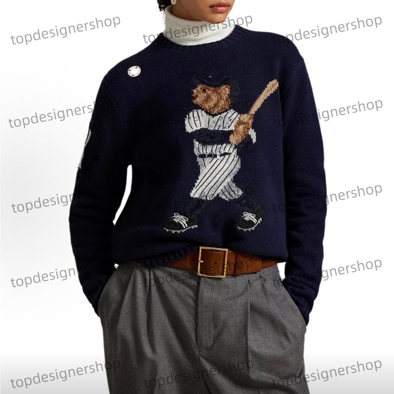 Luxury Designer Womens Sweaters Crew Neck Knitted Sweater Jumpers Bear American Flag Trendy Winter HighEnd Comfortable Cotton Ladies Bears Pullover