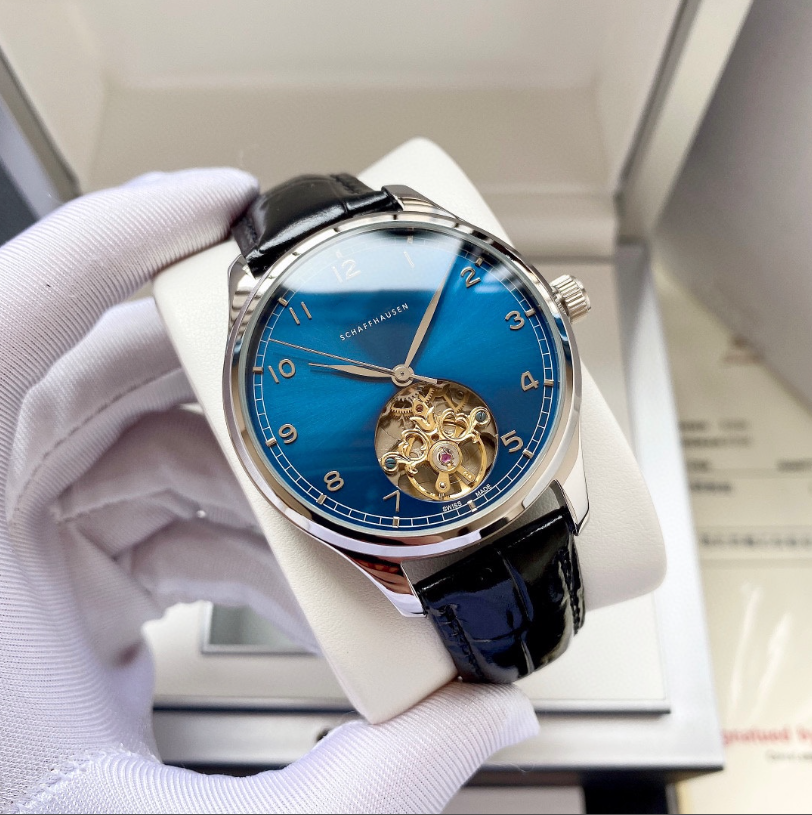 New IW Men's Fully Automatic Mechanical Watch with Mineral Reinforced Glass 316L Stainless Steel Case and Genuine Leather Strap, Simple, Casual