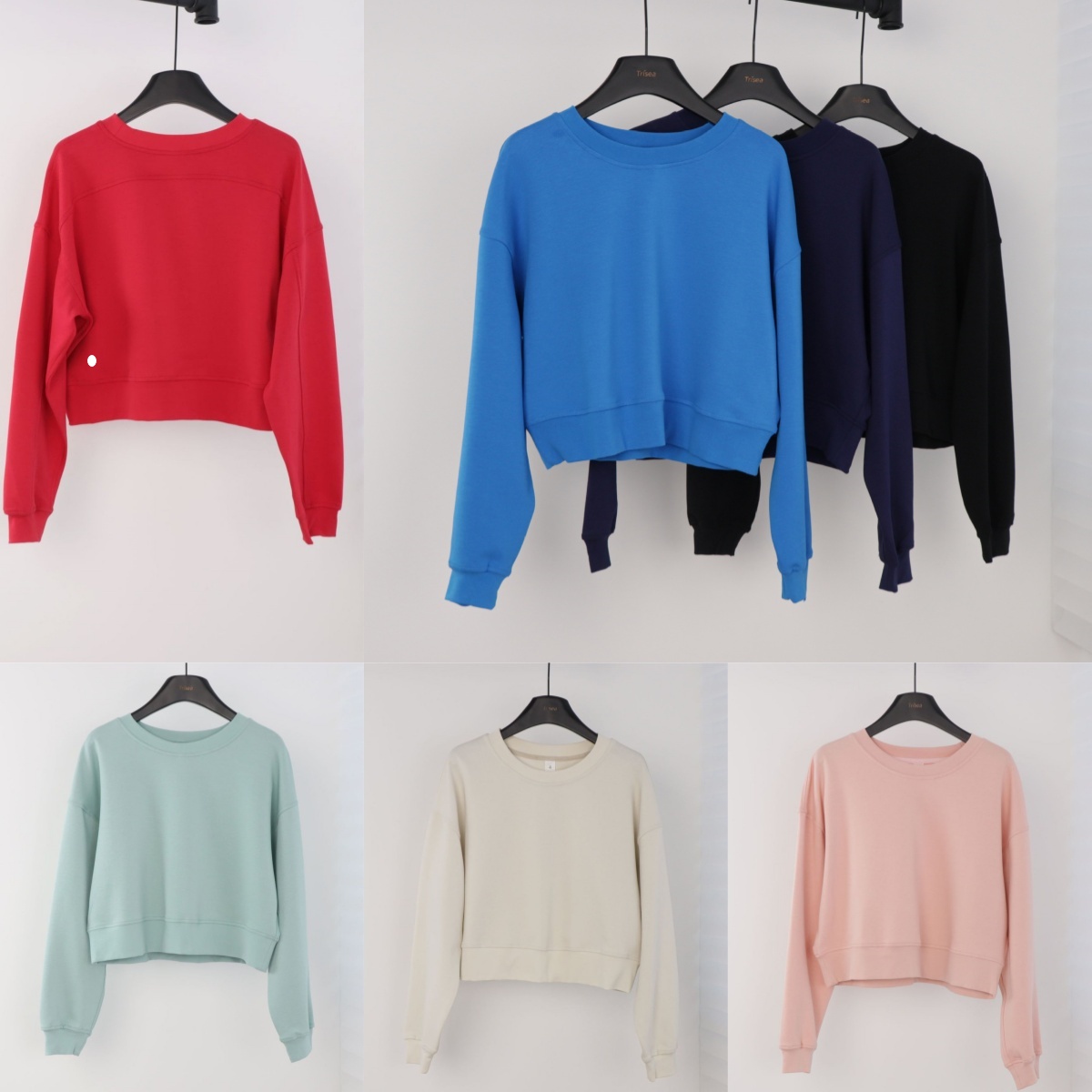 UU-L6422 Women's Air Layer Short Sweatshirt Slim Fit with Stand Up Sweatshirts Casual Women Loose Fit Gym Top Women Pullover