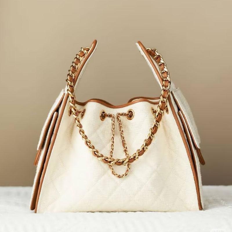 new soft leather bucket bag 26 hobo, highend chain shoulder bag, real leather simple crossbody bag casual armpit bags daily messenger purses wallet