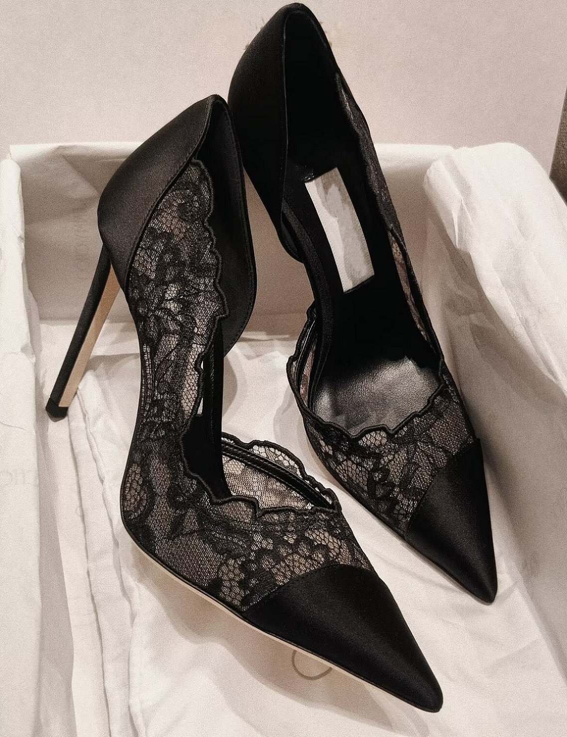 Perfect Wear Women Brigitte Pumps Pointed Toe Stiletto Heels High-cut Vamp White Black Lace/ Patent Leather Lady Party Dress Walking EU35-42