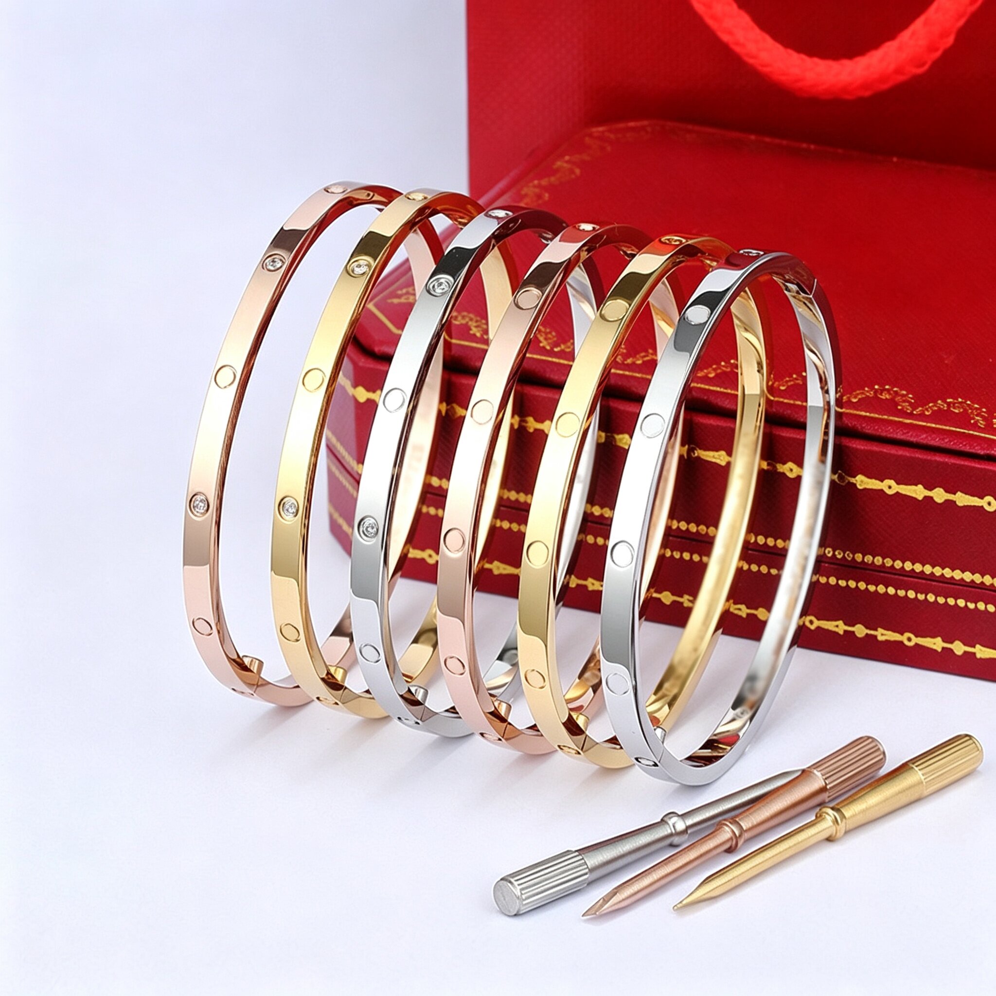 gold bracelet homme charm bracelet designer for women men bijoux de luxe screw bracelete stainless steel diamond jewelry silver bangle bracelets fem