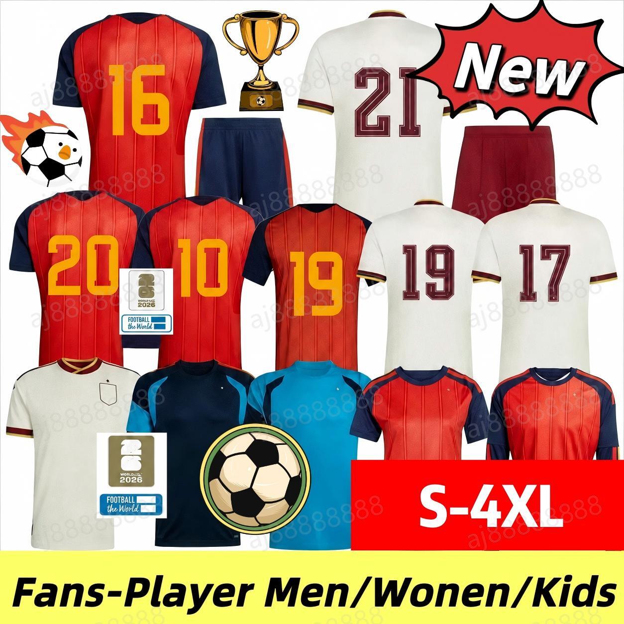 2026 Spain world cup soccer jerseys Football Home/Away tshirts jersey football short sleeve Fans/Player/Women/Kids oversize Version sports tshirt sw