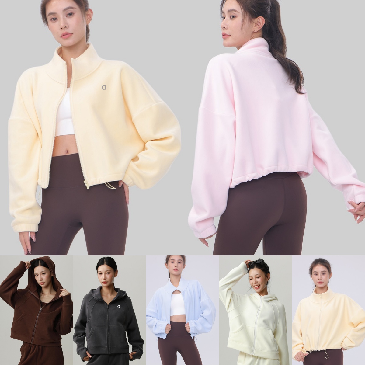 2783AO Women's 3D Silver Stand Collar Long Sleeve Sweater Thickened Warm Loose Full Zipper Jacket Casual Jacket Winter Fleece Sports Hoodies
